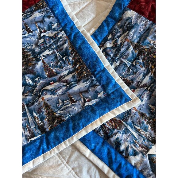 Handcrafted Quilted Runner Winter Wonderland Patchwork 45" x 17" Centerpiece - Picture 4 of 11